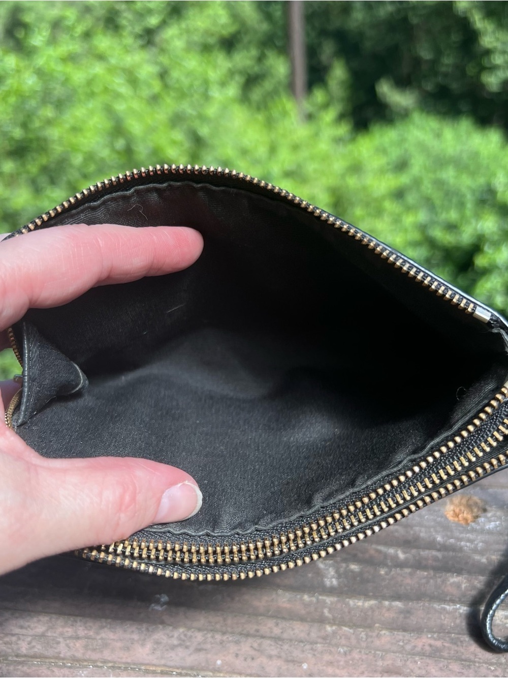 COACH Black Pebbled Leather Wristlet Double Zip Wallet with Gold Hardware - Picture 11 of 13
